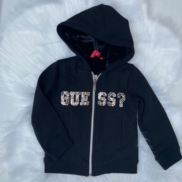 New GUESS Girls Black Hoodie SZ 2 - Picture 1 of 5